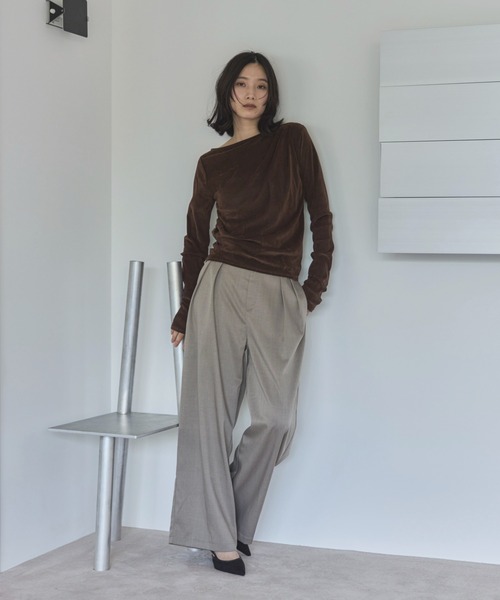 feepur（フェピュール）の「フロッキータックシアーロンTee（Tシャツ/カットソー・レディース・ブラウン/アイボリー/グレー・MEDIUM）」の14枚目の写真