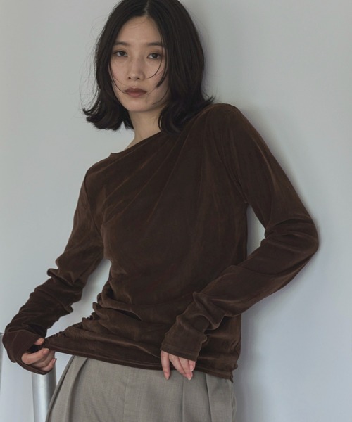 feepur（フェピュール）の「フロッキータックシアーロンTee（Tシャツ/カットソー・レディース・ブラウン/アイボリー/グレー・MEDIUM）」の15枚目の写真