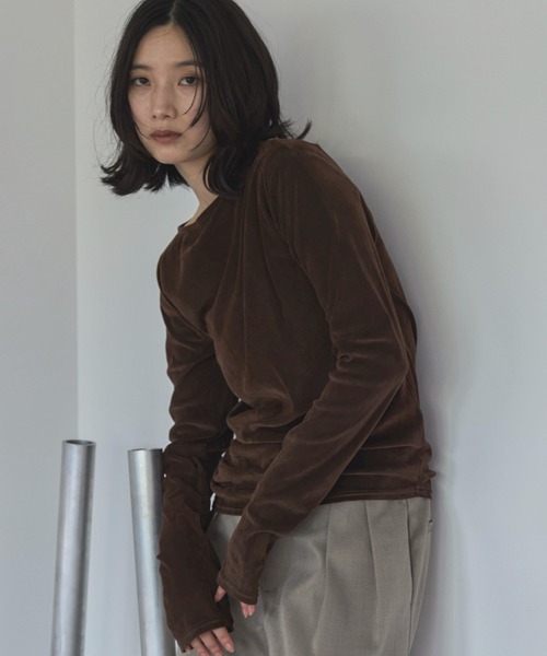 feepur（フェピュール）の「フロッキータックシアーロンTee（Tシャツ/カットソー・レディース・ブラウン/アイボリー/グレー・MEDIUM）」の16枚目の写真