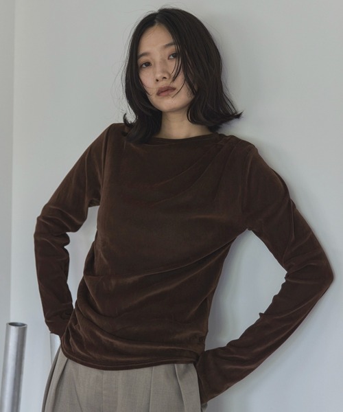 feepur（フェピュール）の「フロッキータックシアーロンTee（Tシャツ/カットソー・レディース・ブラウン/アイボリー/グレー・MEDIUM）」の17枚目の写真