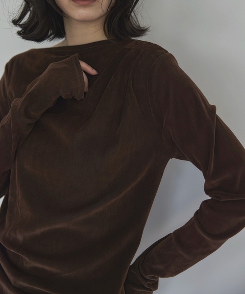 feepur（フェピュール）の「フロッキータックシアーロンTee（Tシャツ/カットソー・レディース・ブラウン/アイボリー/グレー・MEDIUM）」の4枚目の写真