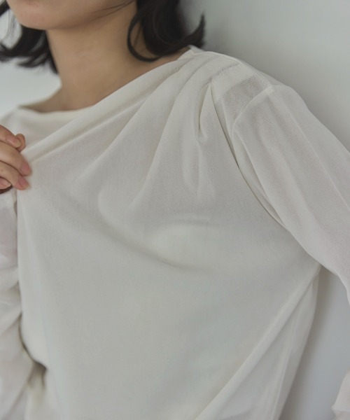 feepur（フェピュール）の「フロッキータックシアーロンTee（Tシャツ/カットソー・レディース・ブラウン/アイボリー/グレー・MEDIUM）」の8枚目の写真