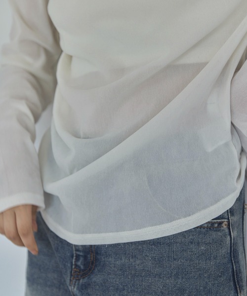 feepur（フェピュール）の「フロッキータックシアーロンTee（Tシャツ/カットソー・レディース・ブラウン/アイボリー/グレー・MEDIUM）」の9枚目の写真