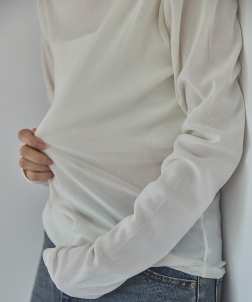 feepur（フェピュール）の「フロッキータックシアーロンTee（Tシャツ/カットソー・レディース・ブラウン/アイボリー/グレー・MEDIUM）」の10枚目の写真