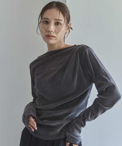 feepur（フェピュール）の「フロッキータックシアーロンTee（Tシャツ/カットソー・レディース・ブラウン/アイボリー/グレー・MEDIUM）」の18枚目の写真