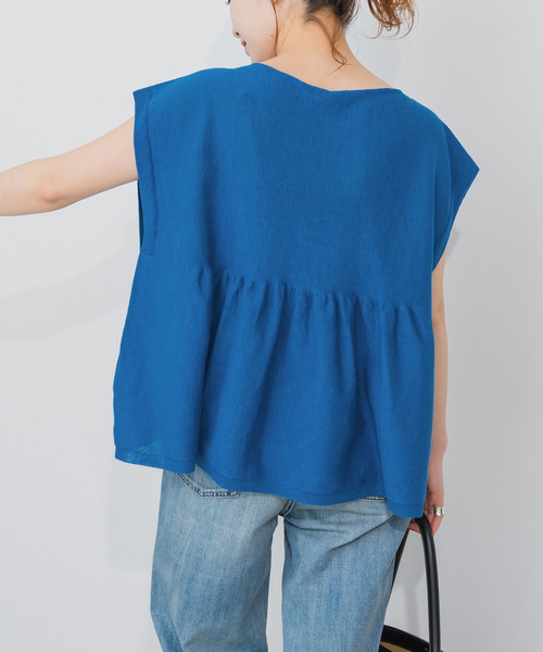 spic&span ギマコットンフレンチスリーブプルオーバー　ブルーA Spick & Span（スピックアンドスパン）の「《追加2》手洗い可 / ギマ