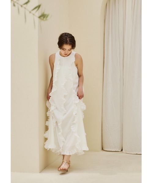 NOTREemor（ノートルエモア）の「ruffled wave frill dress（ワンピース・レディース・ホワイト/ブルー・MEDIUM/SMALL）」の5枚目の写真