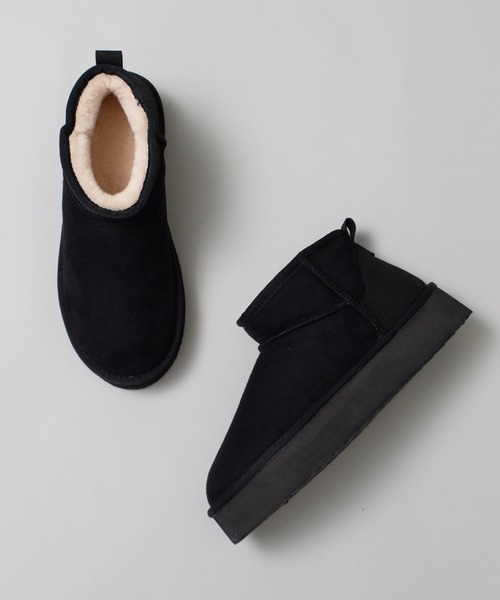 MEI(メイ)の「【MEI メイ】MOUTON BOOTS フェイクムートン ショートブーツ 厚底 / Lady’s(ブーツ・レディース・ブラック/キャメル・L/M/S)」の3枚目の写真