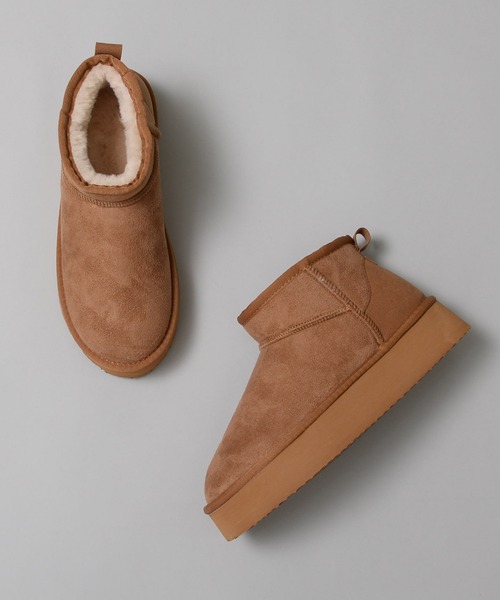 MEI(メイ)の「【MEI メイ】MOUTON BOOTS フェイクムートン ショートブーツ 厚底 / Lady’s(ブーツ・レディース・ブラック/キャメル・L/M/S)」の4枚目の写真