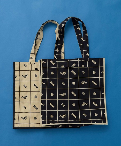 I am I in fact...（アイアムアイインファクト）の「●BLOCK TILE CHECK トートバッグ（トートバッグ・レディース・ベージュ/ブラック・FREE）」の3枚目の写真