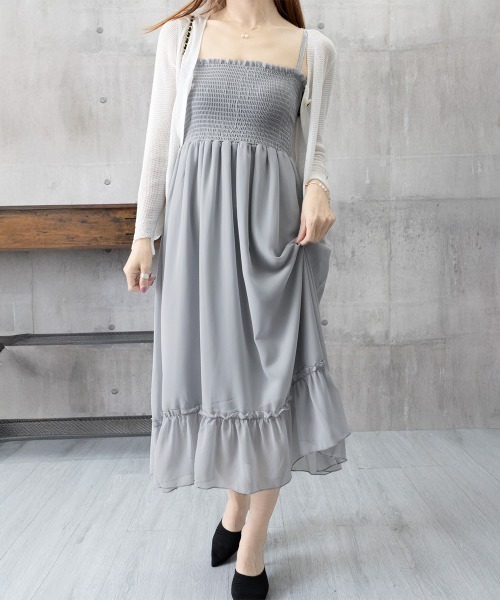 Miniministore(ミニミニストア)の「キャミワンピース カーディガン2点セット(ワンピース・レディース・ホワイト×グレー・FREE)」の9枚目の写真