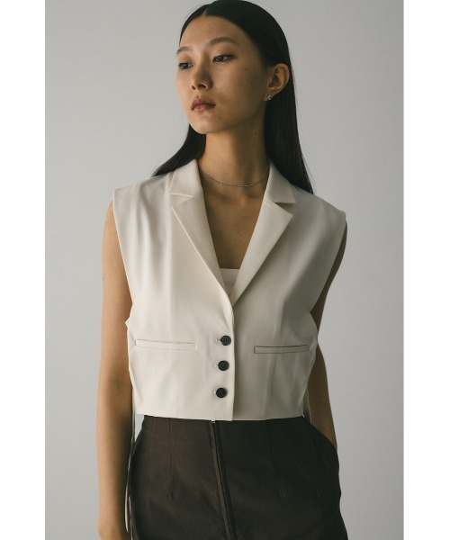 STYLEMIXER(スタイルミキサー)の「ショートテーラーベスト(ベスト・レディース・アイボリー/ブラック・FREE)」の1枚目の写真