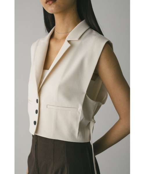STYLEMIXER(スタイルミキサー)の「ショートテーラーベスト(ベスト・レディース・アイボリー/ブラック・FREE)」の5枚目の写真
