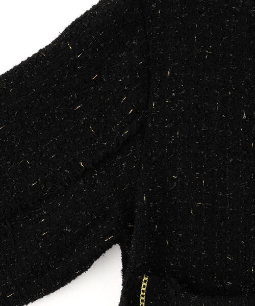 DankeSchon/ダンケシェーン ブラック ダックカバーオール DankeSchon/ダンケシェーン/CHAIN EMBROIDERY TWEED JACKET