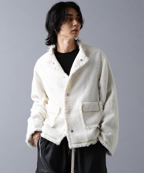 DANKE SCHON(ダンケシェーン)の「DankeSchon/ダンケシェーン/CHAIN EMBROIDERY TWEED JACKET(カバーオール・メンズ・ホワイト/ブラック・M/L)」の7枚目の写真