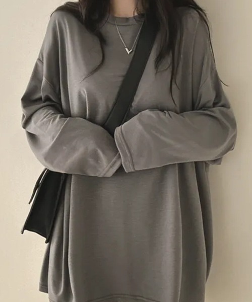 cammie(キャミー)の「オーバーサイズゆるトップス(Tシャツ/カットソー・レディース・ライトグレー/ホワイト/ダークオリーブ/ブラック・LARGE/MEDIUM)」の17枚目の写真