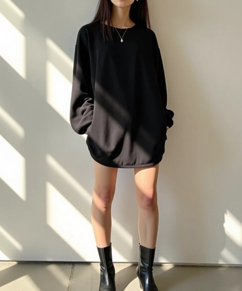 cammie(キャミー)の「オーバーサイズゆるトップス(Tシャツ/カットソー・レディース・ライトグレー/ホワイト/ダークオリーブ/ブラック・LARGE/MEDIUM)」の11枚目の写真