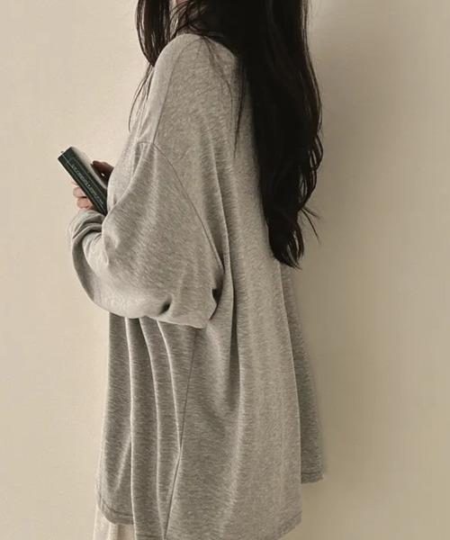cammie(キャミー)の「オーバーサイズゆるトップス(Tシャツ/カットソー・レディース・ライトグレー/ホワイト/ダークオリーブ/ブラック・LARGE/MEDIUM)」の14枚目の写真