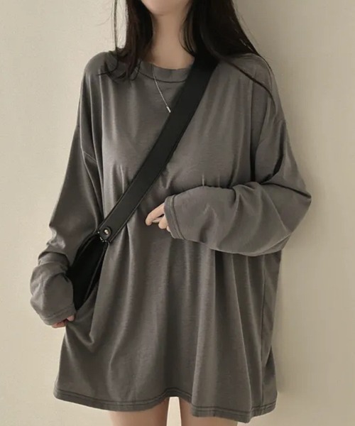 cammie(キャミー)の「オーバーサイズゆるトップス(Tシャツ/カットソー・レディース・ライトグレー/ホワイト/ダークオリーブ/ブラック・LARGE/MEDIUM)」の16枚目の写真