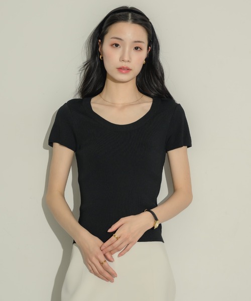 NEUNA(ヌナ)の「ニットクルーネックT(Tシャツ/カットソー・レディース・アイボリー/レッド/ブラック・FREE)」の8枚目の写真