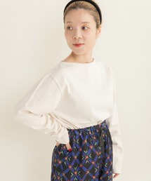 CHILD WOMAN | 16/2空紡糸ボーダー チェリー刺繍プルオーバー(Tシャツ/カットソー)