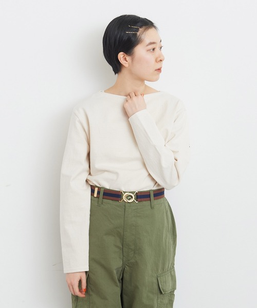 CHILD WOMAN（チャイルドウーマン）の「16/2空紡糸ボーダー チェリー刺繍プルオーバー（Tシャツ/カットソー・レディース・ブルー/アイボリー/レッド/ネイビー・FREE）」の10枚目の写真