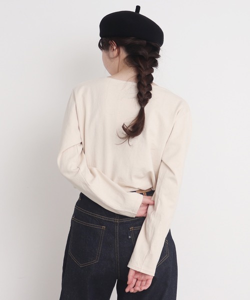 CHILD WOMAN（チャイルドウーマン）の「16/2空紡糸ボーダー チェリー刺繍プルオーバー（Tシャツ/カットソー・レディース・ブルー/アイボリー/レッド/ネイビー・FREE）」の8枚目の写真