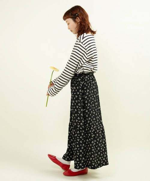 CHILD WOMAN（チャイルドウーマン）の「16/2空紡糸ボーダー チェリー刺繍プルオーバー（Tシャツ/カットソー・レディース・ブルー/アイボリー/レッド/ネイビー・FREE）」の15枚目の写真