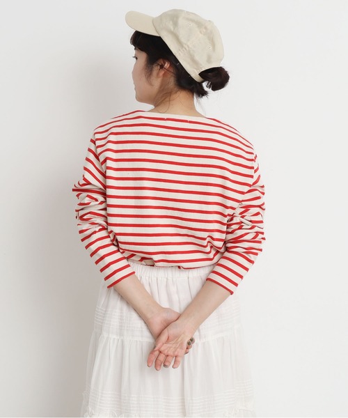 CHILD WOMAN（チャイルドウーマン）の「16/2空紡糸ボーダー チェリー刺繍プルオーバー（Tシャツ/カットソー・レディース・ブルー/アイボリー/レッド/ネイビー・FREE）」の9枚目の写真