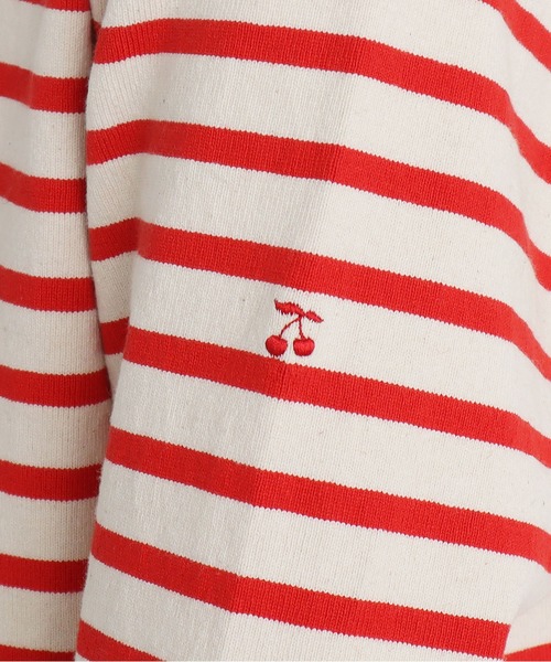 CHILD WOMAN（チャイルドウーマン）の「16/2空紡糸ボーダー チェリー刺繍プルオーバー（Tシャツ/カットソー・レディース・ブルー/アイボリー/レッド/ネイビー・FREE）」の13枚目の写真