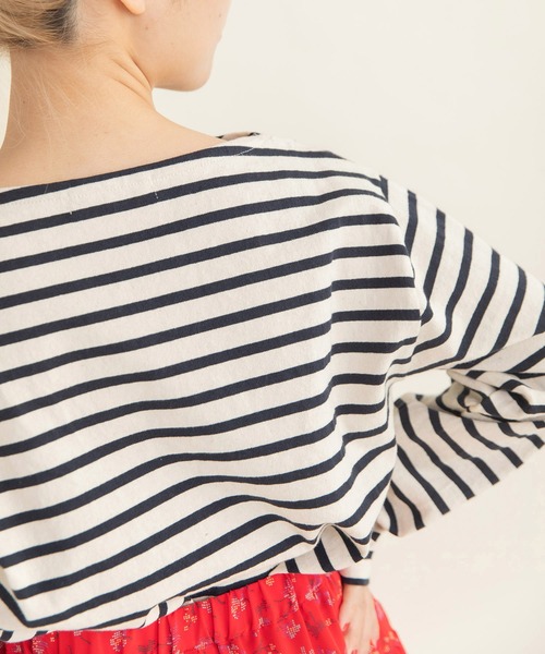 CHILD WOMAN（チャイルドウーマン）の「16/2空紡糸ボーダー チェリー刺繍プルオーバー（Tシャツ/カットソー・レディース・ブルー/アイボリー/レッド/ネイビー・FREE）」の14枚目の写真