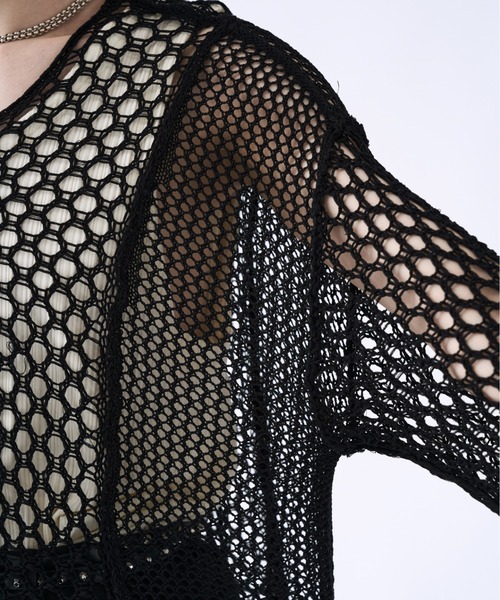 seyto（セイト）の「Blocking V-neck mesh knit ブロッキングVネックメッシュニット（ニット/セーター・メンズ・グレー/ブラック/マスタード・1/2）」の15枚目の写真