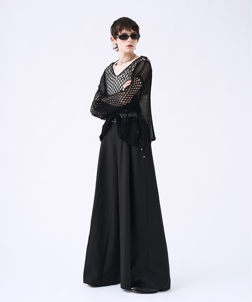 seyto（セイト）の「Blocking V-neck mesh knit ブロッキングVネックメッシュニット（ニット/セーター・メンズ・グレー/ブラック/マスタード・1/2）」の14枚目の写真