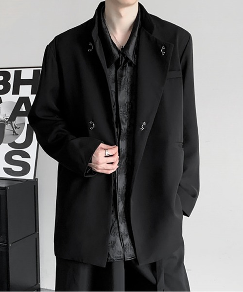 JOHNNY WOLF(ジョニーウルフ)の「NOAH スタンドカラー ルーズ アシンメトリーフロント コート(トレンチコート・メンズ・ブラック・FREE)」の7枚目の写真