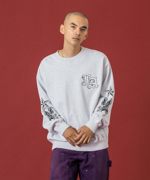 XLARGE（エクストララージ）の「VARSITY CREWNECK SWEATSHIRT（スウェット・メンズ・ブラック/アッシュ/オリーブ・S/M/L/XL）」の6枚目の写真