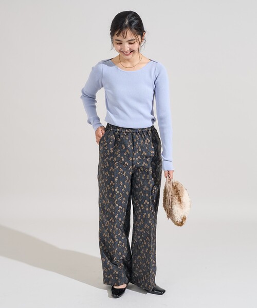 TOMORROWLAND collection フラワージャガード　パンツ エテフルールジャカード ワイドストレートパンツ