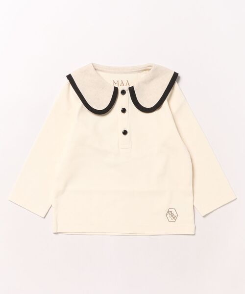 maarook（マルーク）の「スムース杢ツイル丸襟ブルオーバー（Tシャツ/カットソー・キッズ・オートミール・80ｃｍ/90cm/110cm/100cm/120cm/130cm）」の13枚目の写真