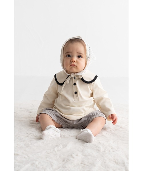 maarook（マルーク）の「スムース杢ツイル丸襟ブルオーバー（Tシャツ/カットソー・キッズ・オートミール・80ｃｍ/90cm/110cm/100cm/120cm/130cm）」の3枚目の写真