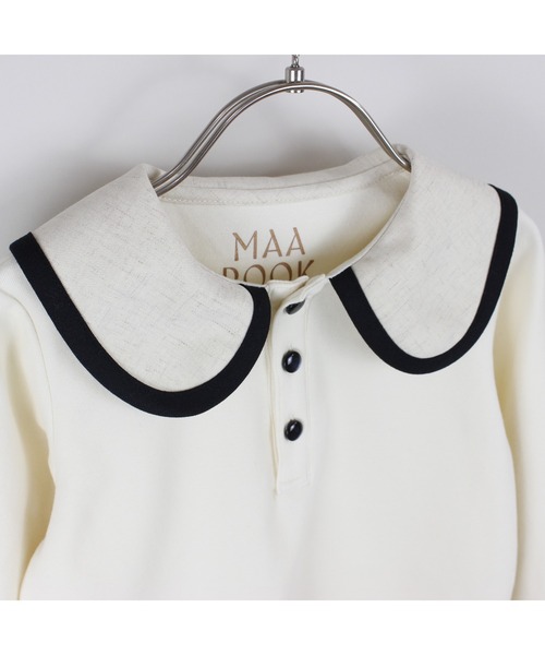 maarook（マルーク）の「スムース杢ツイル丸襟ブルオーバー（Tシャツ/カットソー・キッズ・オートミール・80ｃｍ/90cm/110cm/100cm/120cm/130cm）」の5枚目の写真