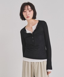 FMiBL | ダブルカラーヘンリーネックトップス(Tシャツ/カットソー)