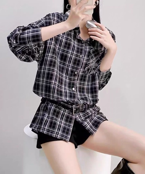 gossip!ロサンゼルス(ゴシップロサンゼルス)の「ベルト付きヴィンテージ チェックシャツ(シャツ/ブラウス・レディース・チェック・M)」の4枚目の写真