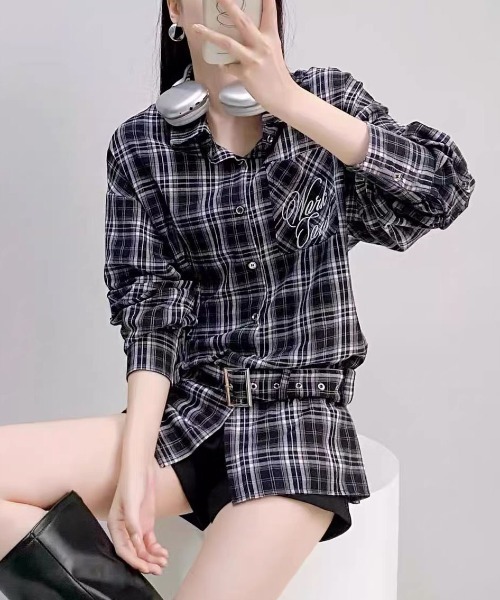 gossip!ロサンゼルス(ゴシップロサンゼルス)の「ベルト付きヴィンテージ チェックシャツ(シャツ/ブラウス・レディース・チェック・M)」の2枚目の写真