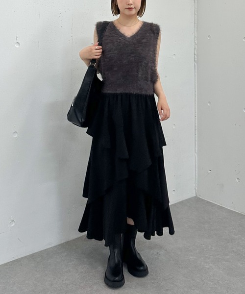 archives（アルシーヴ）の「メランジフェザーニットベスト（ベスト・レディース・モカ/グレー/ブラウン/アイボリー・MEDIUM）」の10枚目の写真
