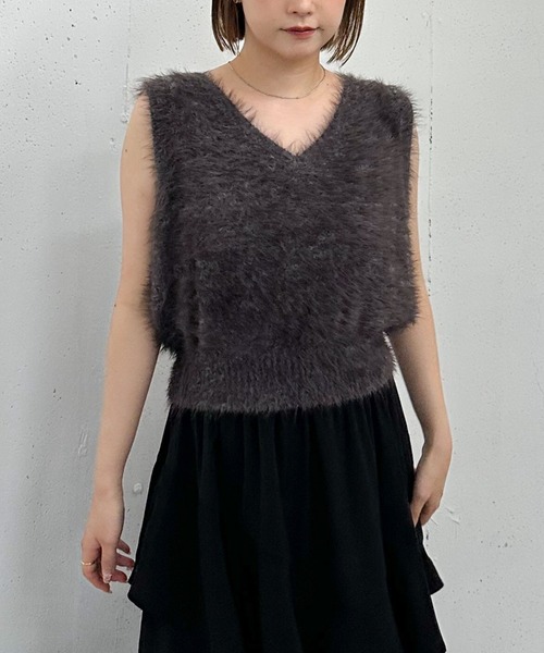 archives（アルシーヴ）の「メランジフェザーニットベスト（ベスト・レディース・モカ/グレー/ブラウン/アイボリー・MEDIUM）」の6枚目の写真