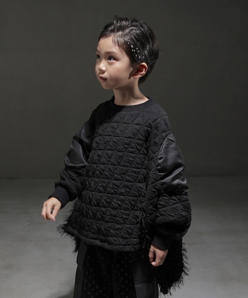 garcon la raison(ギャルソン・ラ・レゾン)の「ドルマンキルトトレーナー(キッズ)(Tシャツ/カットソー・キッズ・ブラック・130cm)」の1枚目の写真