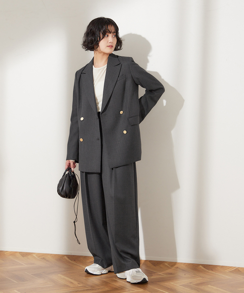 journal standard L'essage（ジャーナルスタンダードレサージュ）の「《追加》ウールトリコチン ワイドパンツ（スラックス・レディース・グレー/ネイビー・36/38）」の7枚目の写真