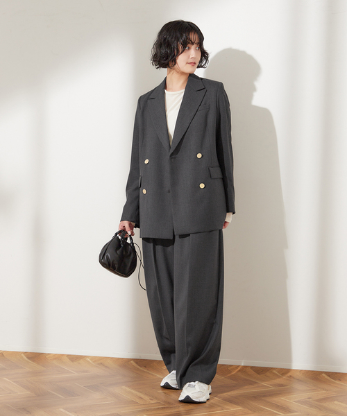 journal standard L'essage（ジャーナルスタンダードレサージュ）の「《追加》ウールトリコチン ワイドパンツ（スラックス・レディース・グレー/ネイビー・36/38）」の8枚目の写真