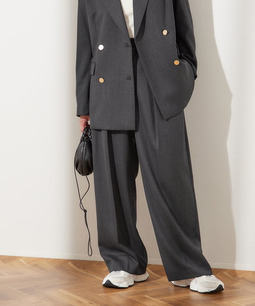 journal standard L'essage（ジャーナルスタンダードレサージュ）の「《追加》ウールトリコチン ワイドパンツ（スラックス・レディース・グレー/ネイビー・36/38）」の18枚目の写真