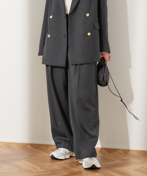 journal standard L'essage（ジャーナルスタンダードレサージュ）の「《追加》ウールトリコチン ワイドパンツ（スラックス・レディース・グレー/ネイビー・36/38）」の12枚目の写真