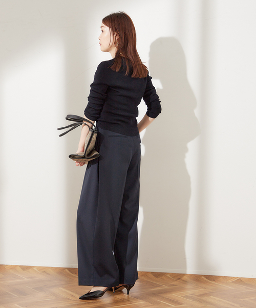 journal standard L'essage（ジャーナルスタンダードレサージュ）の「《追加》ウールトリコチン ワイドパンツ（スラックス・レディース・グレー/ネイビー・36/38）」の15枚目の写真